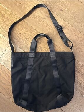 rag & bone Black Canvas Messenger Tote with Adjustable Strap